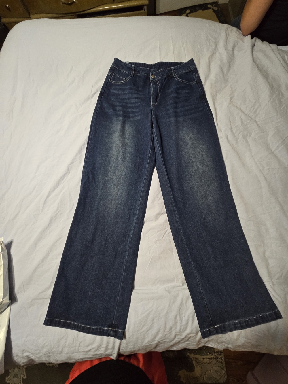 Women's Dark Blue Wide-Leg Jeans Size L